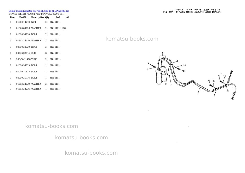 Komatsu hd785-1l s/n 1101-up Parts catalog cover Page 2