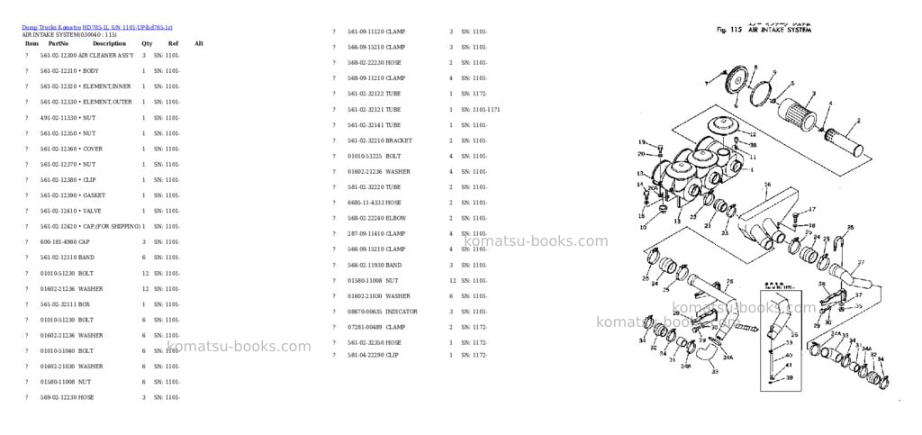 Komatsu hd785-1l s/n 1101-up Parts catalog cover Page 3