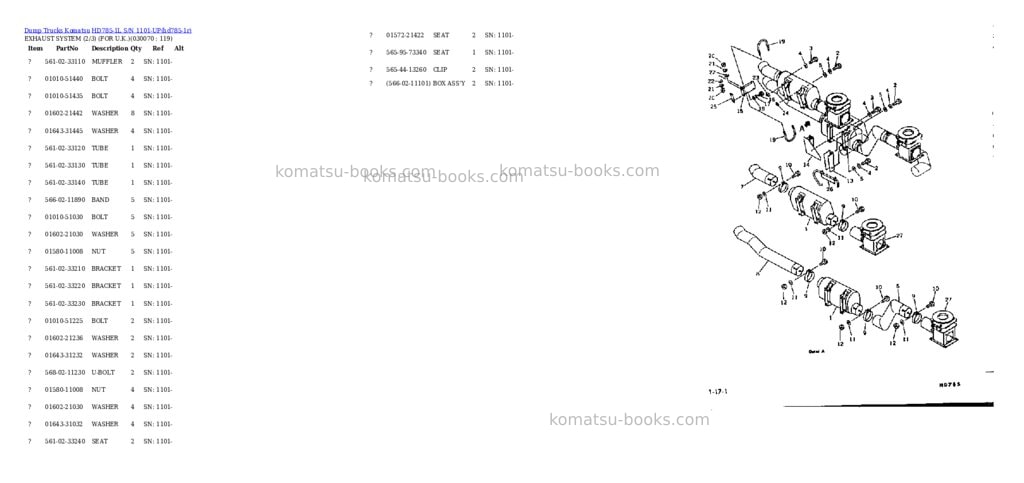 Komatsu hd785-1l s/n 1101-up Parts catalog cover Page 6