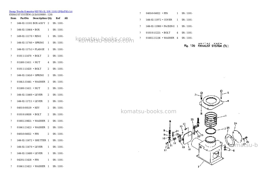 Komatsu hd785-1l s/n 1101-up Parts catalog cover Page 7