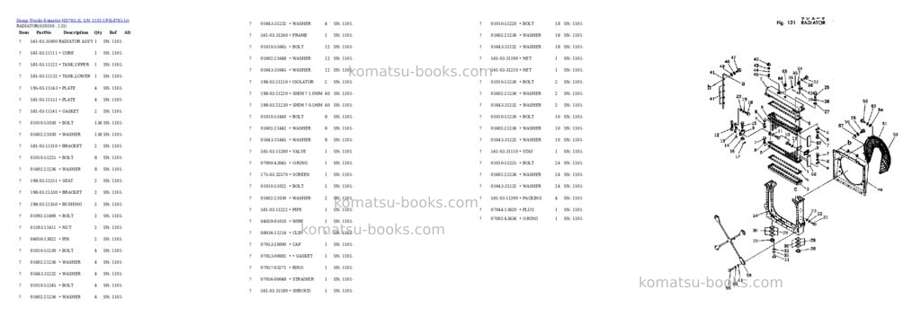 Komatsu hd785-1l s/n 1101-up Parts catalog cover Page 9