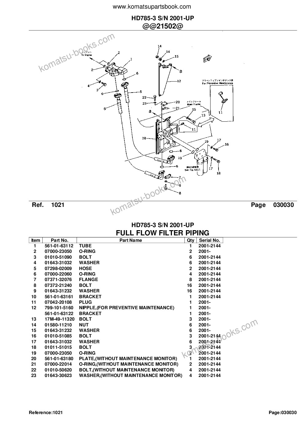 Komatsu HD785-3 S/N 2001-UP Parts catalog cover Page 6
