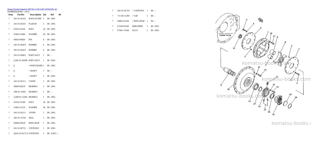 Komatsu hd785-3 s/n 2001-up Parts catalog cover
