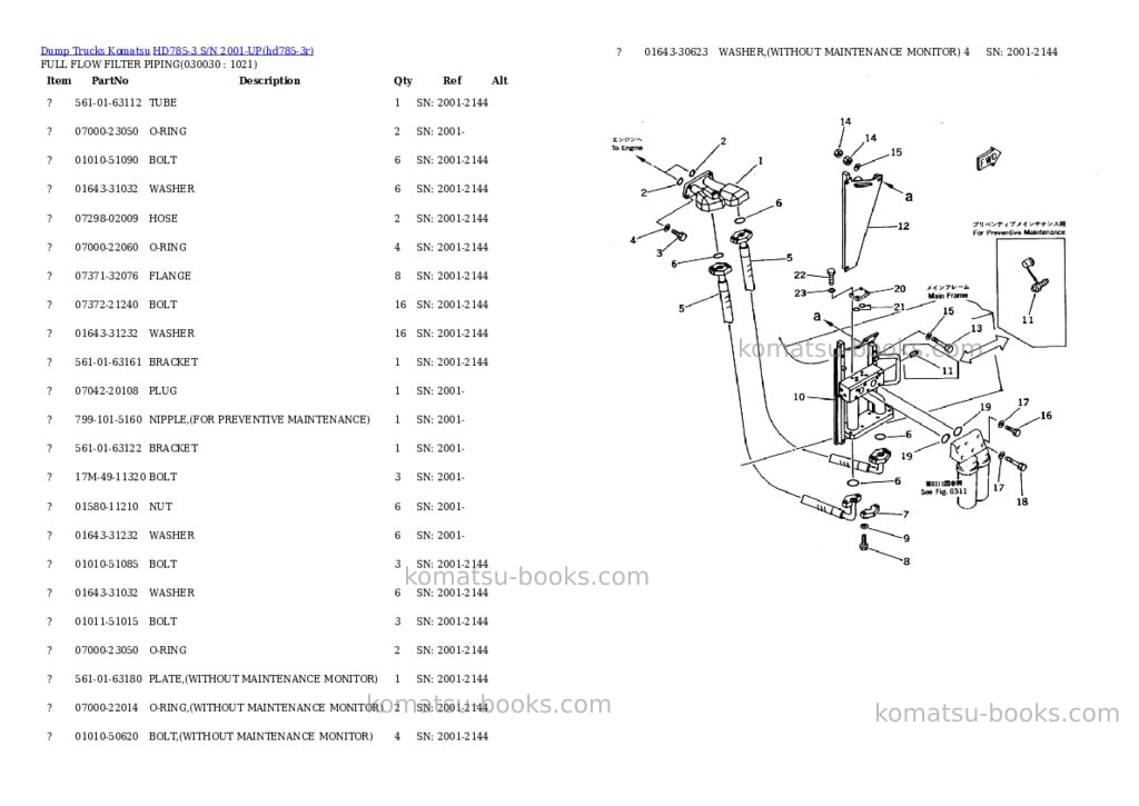 Komatsu hd785-3 s/n 2001-up Parts catalog cover Page 2