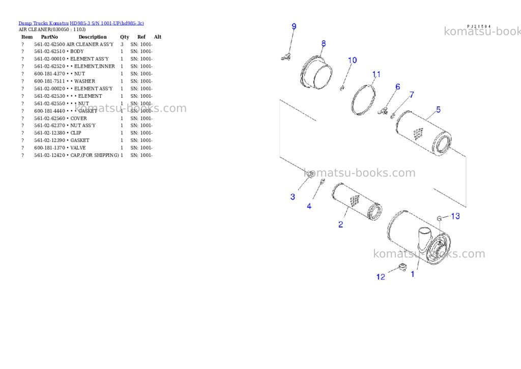 Komatsu hd985-3 s/n 1001-up Parts catalog cover Page 4