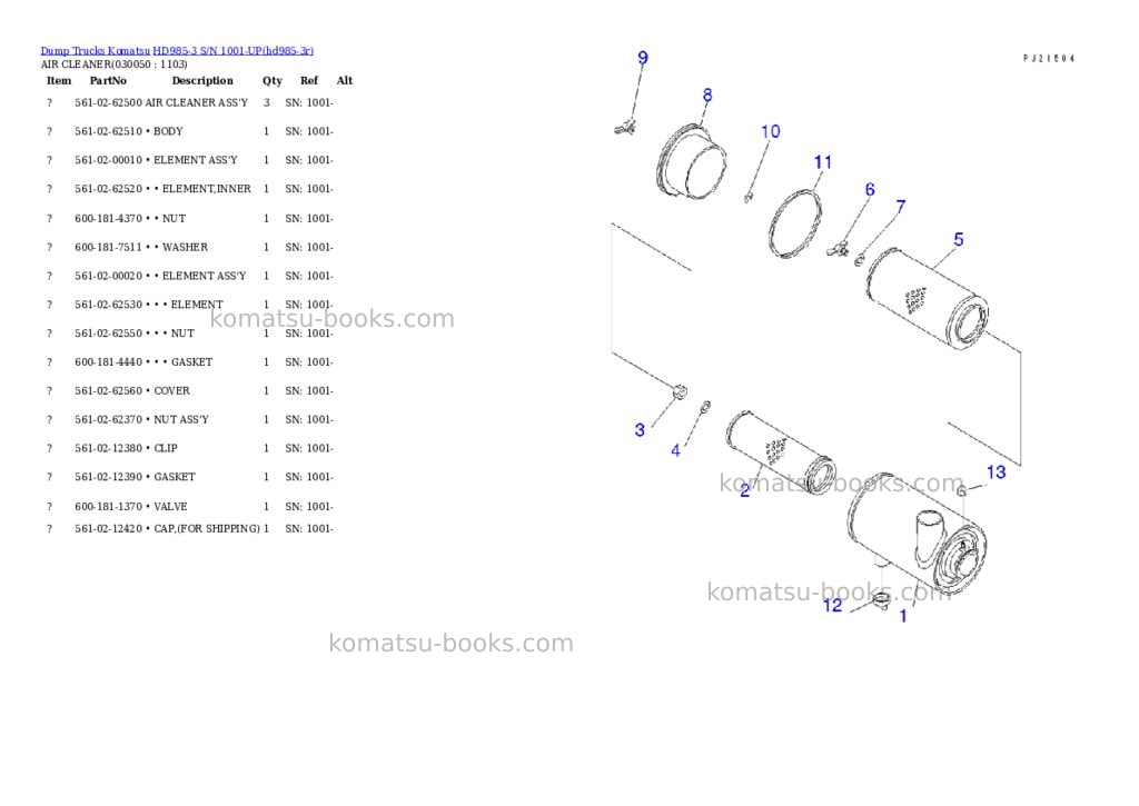 Komatsu HD985-3 S/N 1001-UP Parts catalog cover Page 4