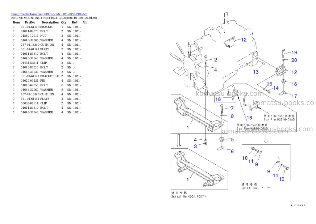 Komatsu hd985-5 s/n 1021-up Parts catalog cover Page 10