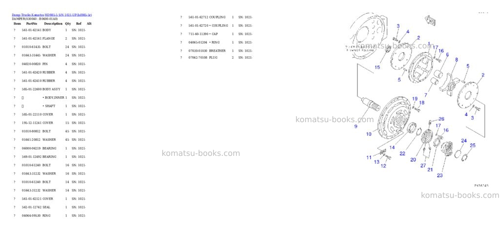 Komatsu HD985-5 S/N 1021-UP Parts catalog cover Page 3