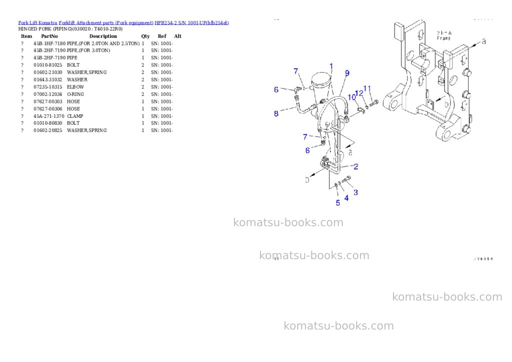 Komatsu HFB254-2 S/N 1001-UP Parts catalog cover Komatsu HFB254-2 S/N 1001-UP Parts catalog cover