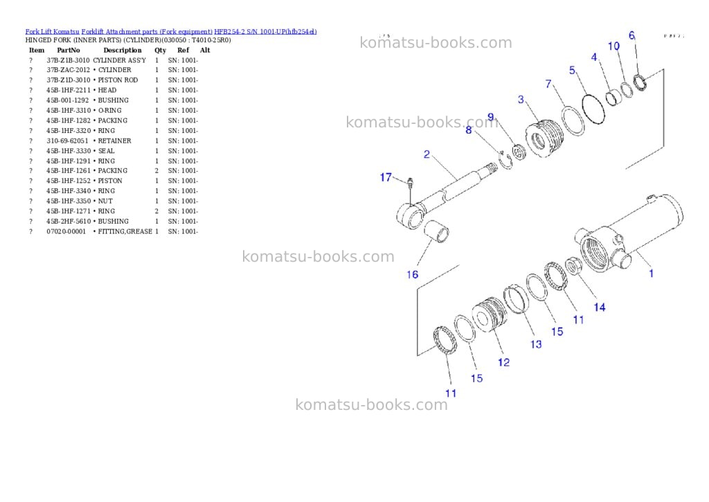 Komatsu HFB254-2 S/N 1001-UP Parts catalog cover Page 4 Komatsu HFB254-2 S/N 1001-UP Parts catalog cover Page 4