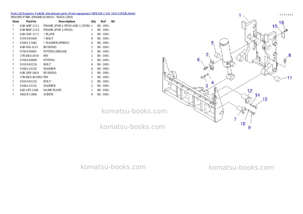 Komatsu HFB304-2 S/N 1001-UP Parts catalog cover Komatsu HFB304-2 S/N 1001-UP Parts catalog cover