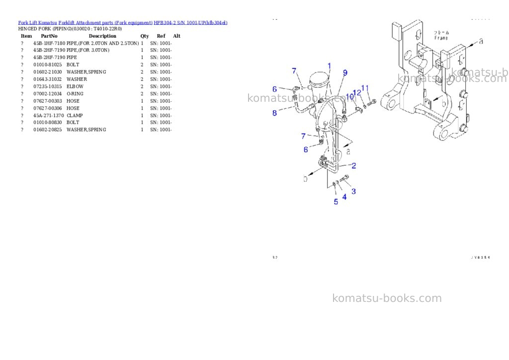 Komatsu HFB304-2 S/N 1001-UP Parts catalog cover Page 2 Komatsu HFB304-2 S/N 1001-UP Parts catalog cover Page 2