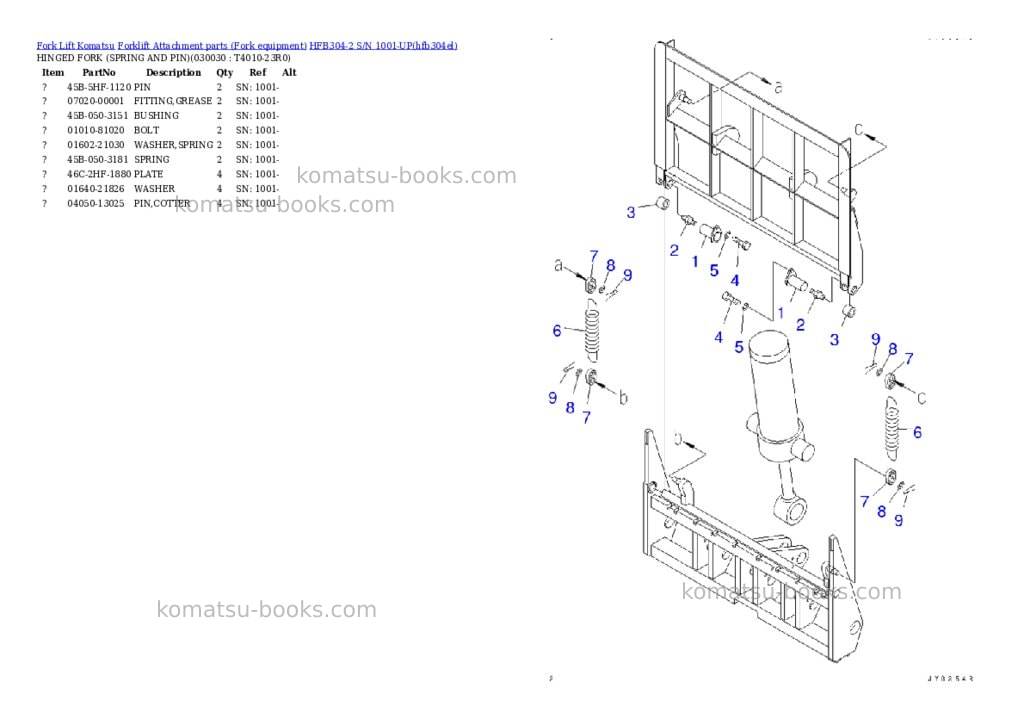Komatsu HFB304-2 S/N 1001-UP Parts catalog cover Page 3 Komatsu HFB304-2 S/N 1001-UP Parts catalog cover Page 3