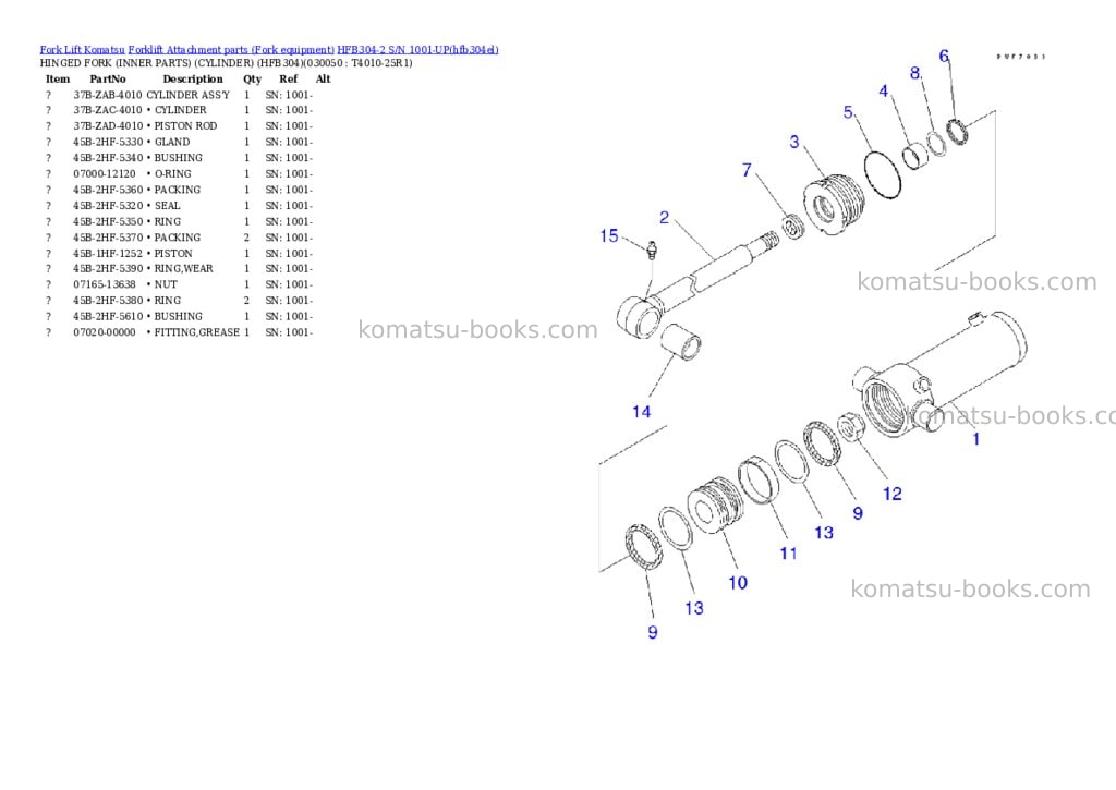 Komatsu HFB304-2 S/N 1001-UP Parts catalog cover Page 5 Komatsu HFB304-2 S/N 1001-UP Parts catalog cover Page 5