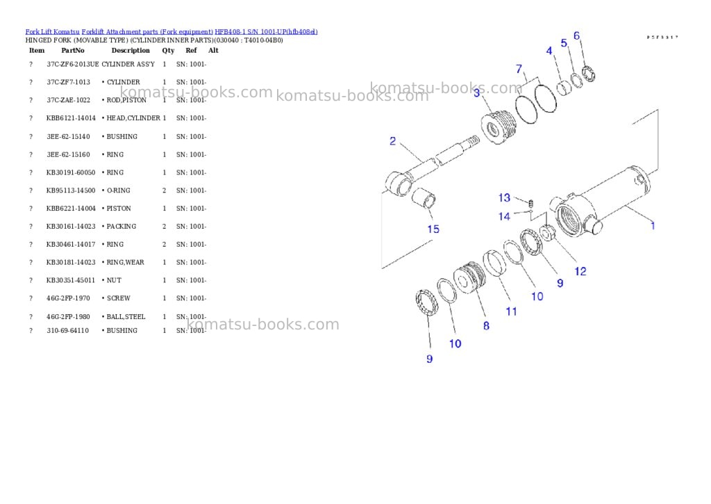 Komatsu hfb408-1 s/n 1001-up Parts catalog cover Page 3