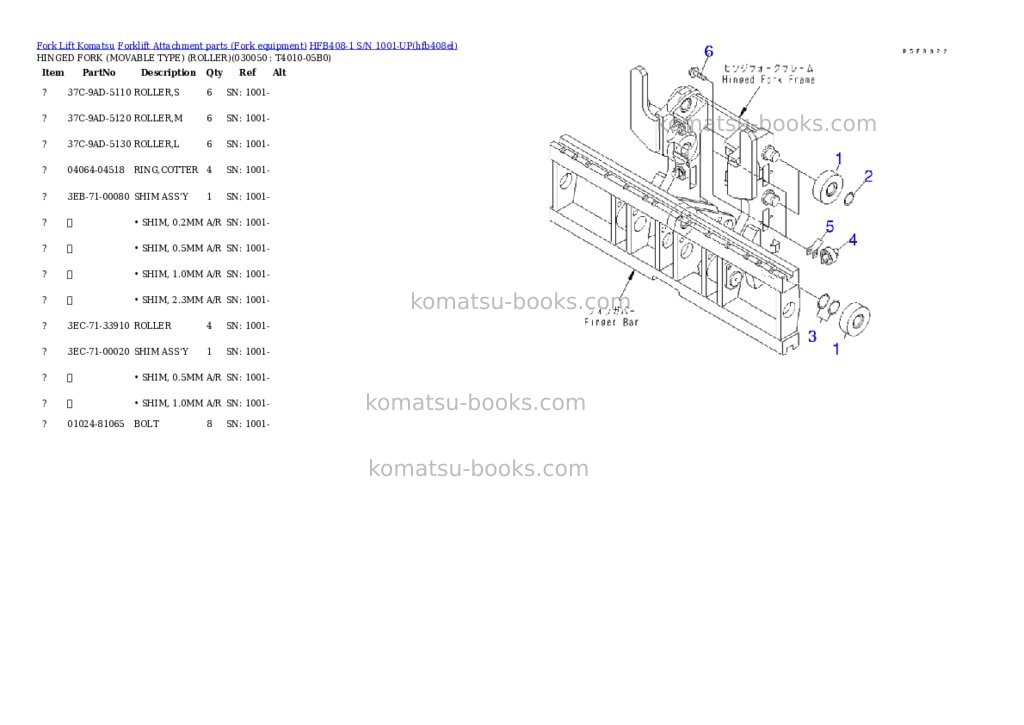 Komatsu hfb408-1 s/n 1001-up Parts catalog cover Page 4
