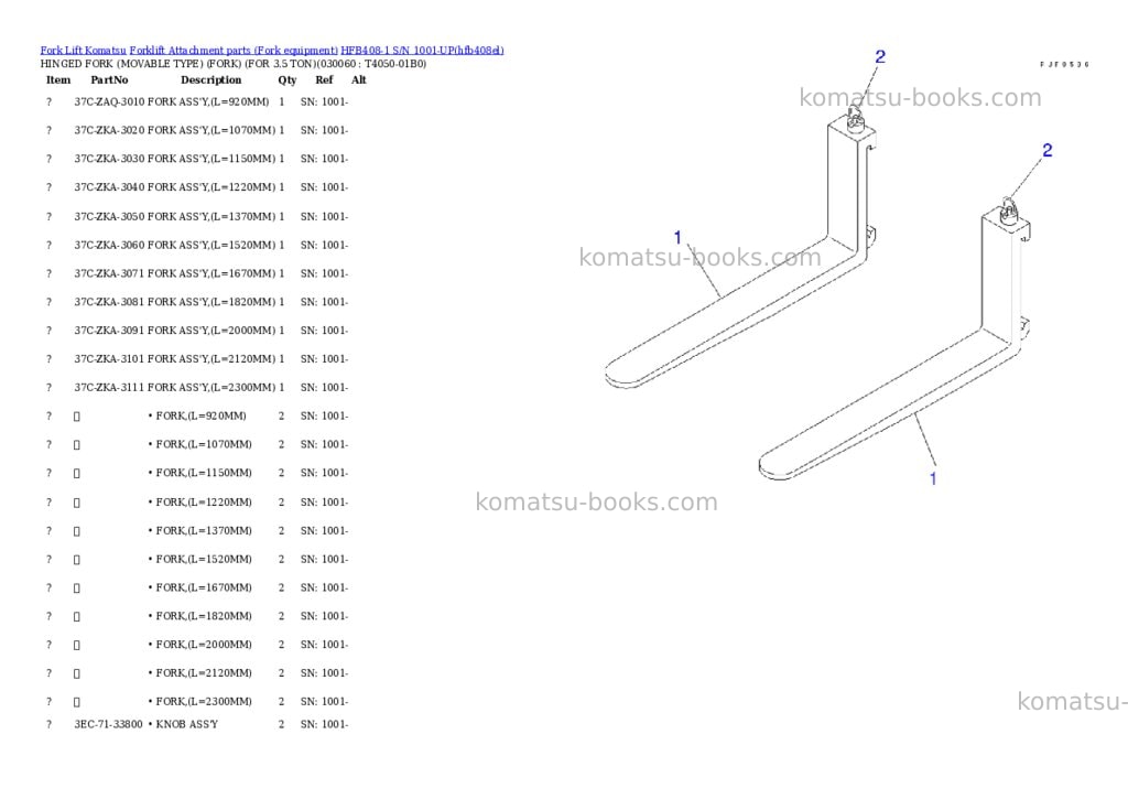 Komatsu hfb408-1 s/n 1001-up Parts catalog cover Page 5