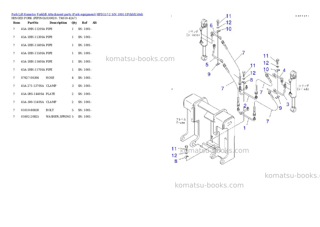 Komatsu hfd157-2 s/n 1001-up Parts catalog cover Page 2 Komatsu hfd157-2 s/n 1001-up Parts catalog cover Page 2