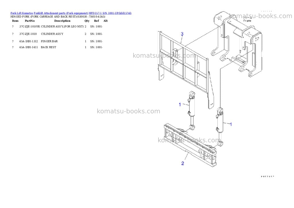 Komatsu hfd157-1 s/n 1001-up Parts catalog cover Page 3 Komatsu hfd157-1 s/n 1001-up Parts catalog cover Page 3