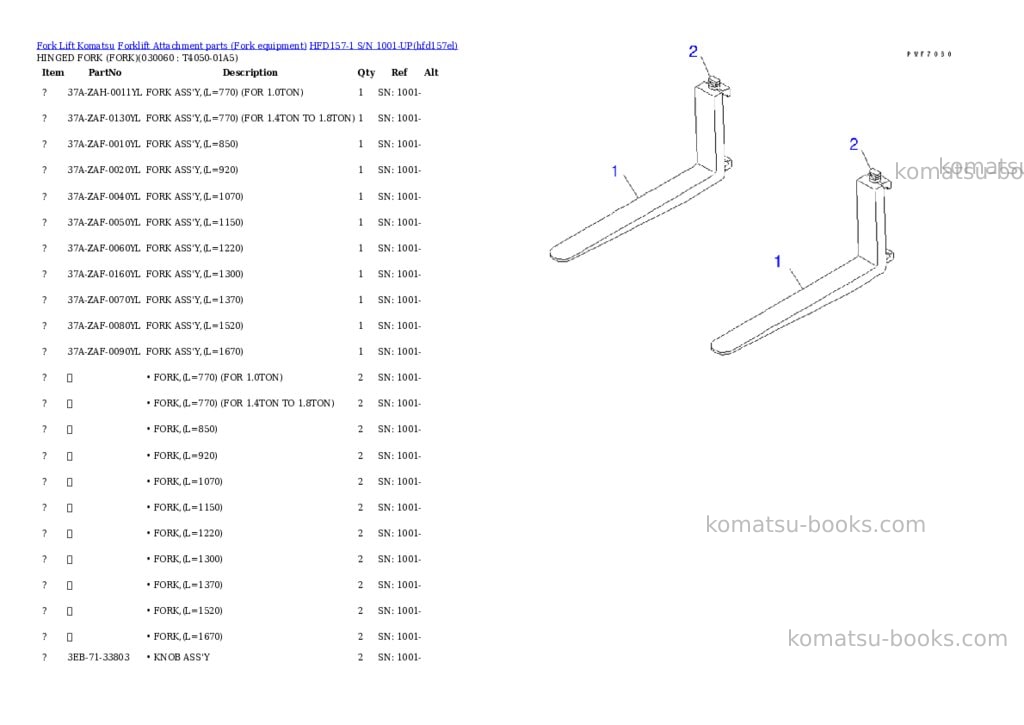 Komatsu hfd157-1 s/n 1001-up Parts catalog cover Page 6 Komatsu hfd157-1 s/n 1001-up Parts catalog cover Page 6