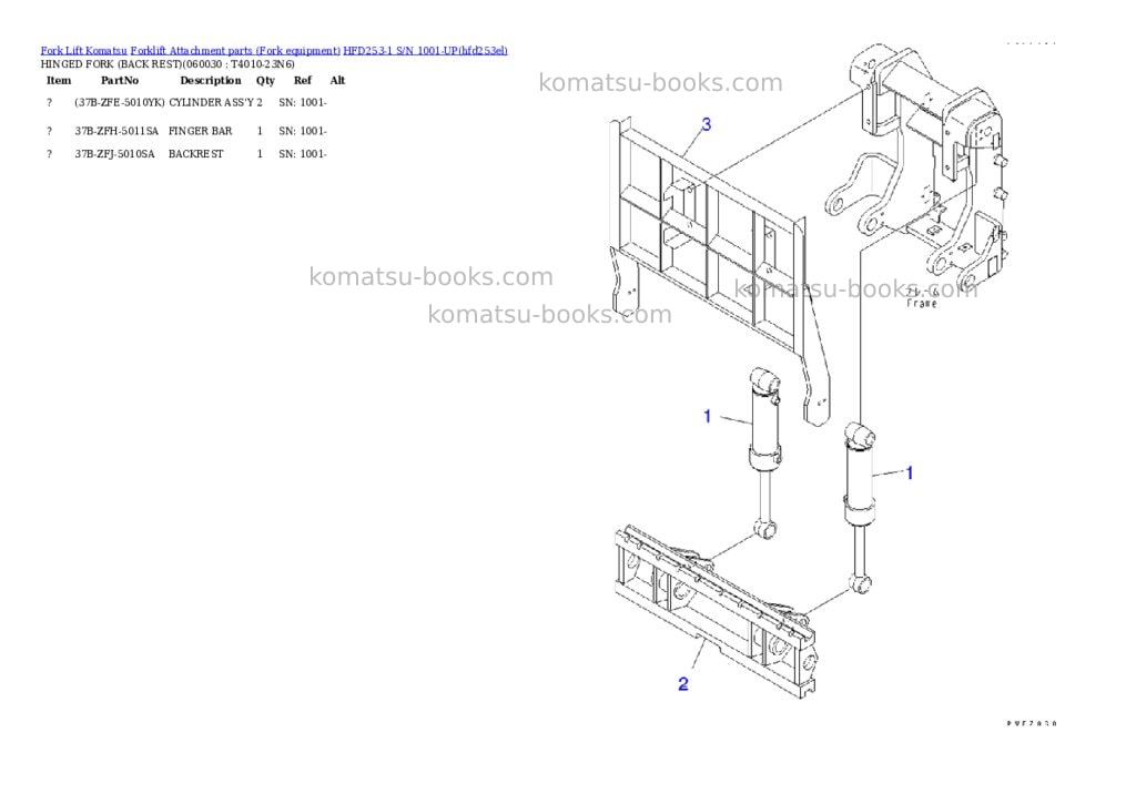 Komatsu hfd253-1 s/n 1001-up Parts catalog cover Page 10