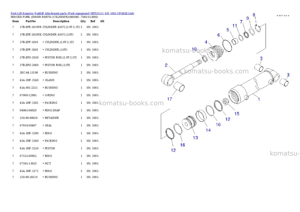 Komatsu hfd253-1 s/n 1001-up Parts catalog cover Page 11