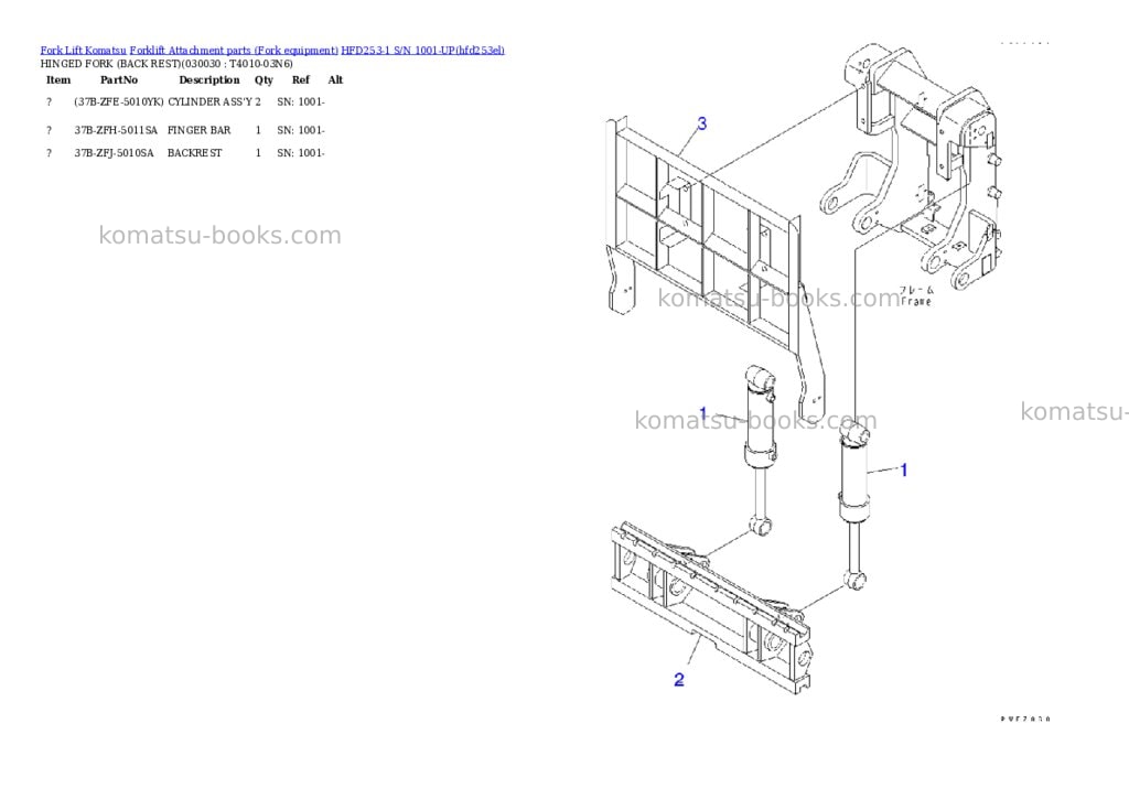 Komatsu hfd253-1 s/n 1001-up Parts catalog cover Page 3