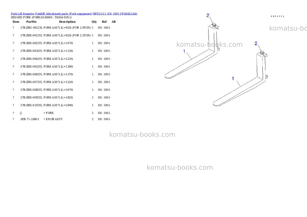 Komatsu hfd253-1 s/n 1001-up Parts catalog cover Page 6