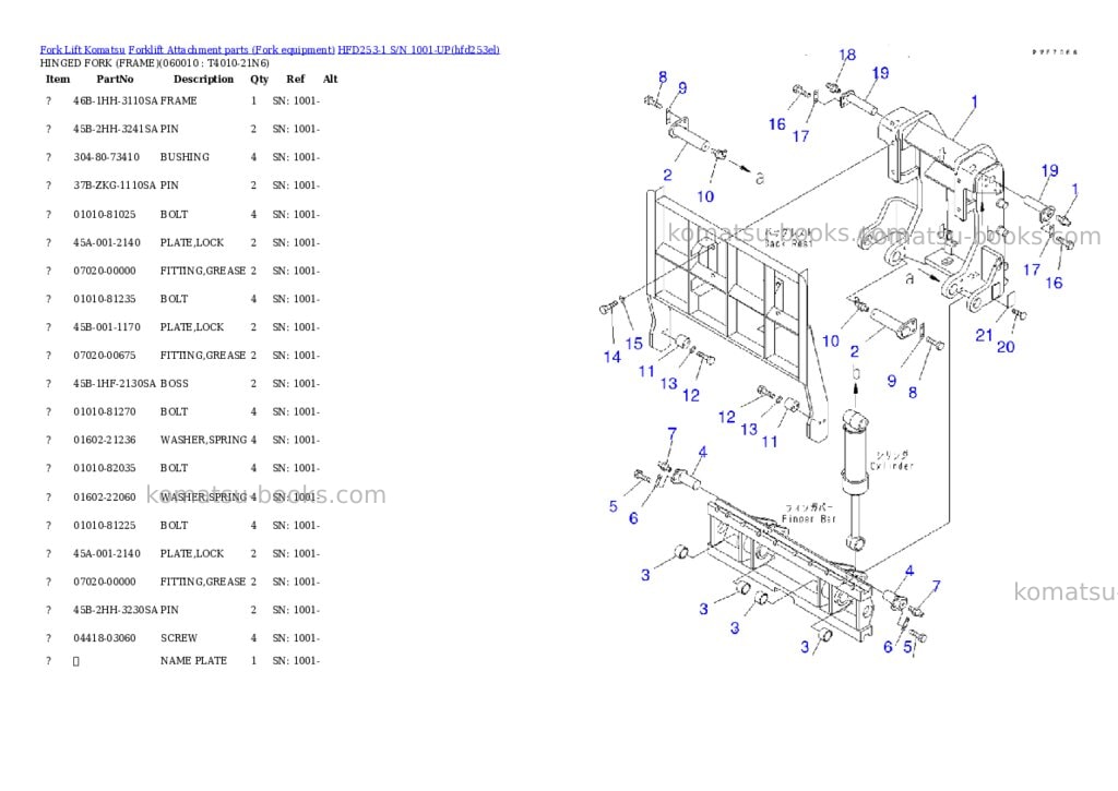 Komatsu hfd253-1 s/n 1001-up Parts catalog cover Page 8