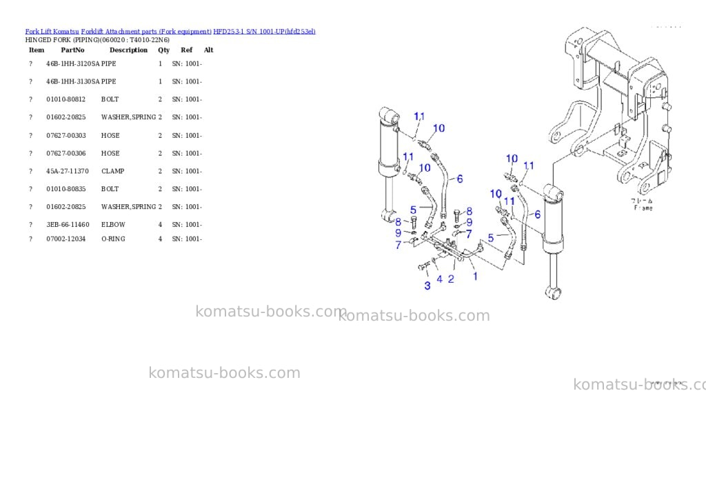 Komatsu hfd253-1 s/n 1001-up Parts catalog cover Page 9