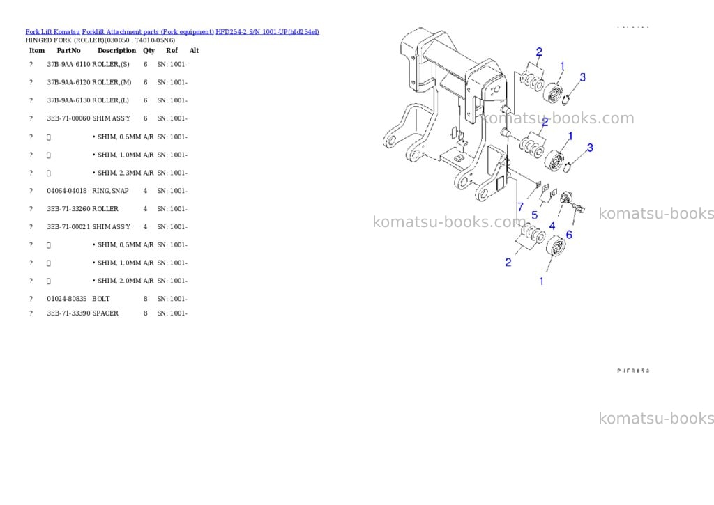 Komatsu hfd254-2 s/n 1001-up Parts catalog cover Page 4 Komatsu hfd254-2 s/n 1001-up Parts catalog cover Page 4
