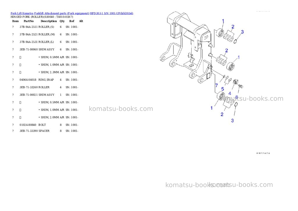 Komatsu hfd303-1 s/n 1001-up Parts catalog cover Page 4