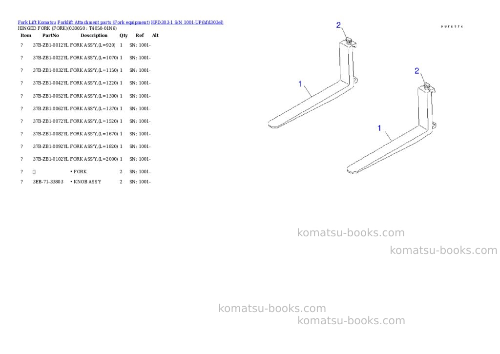 Komatsu hfd303-1 s/n 1001-up Parts catalog cover Page 5
