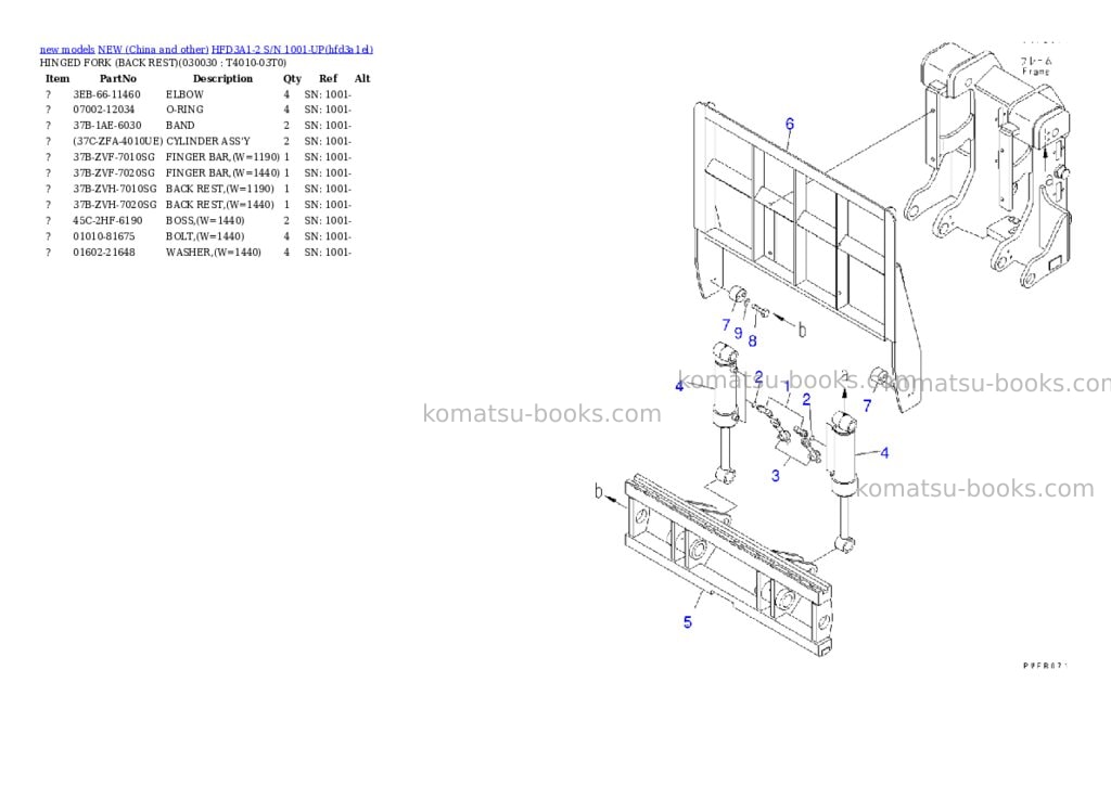 Komatsu hfd3a1-2 s/n 1001-up Parts catalog cover Page 2 Komatsu hfd3a1-2 s/n 1001-up Parts catalog cover Page 2