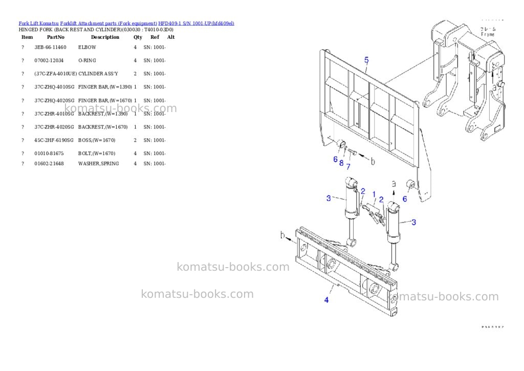 Komatsu hfd409-1 s/n 1001-up Parts catalog cover Page 3