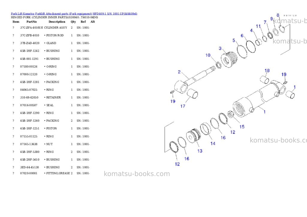 Komatsu hfd409-1 s/n 1001-up Parts catalog cover Page 4