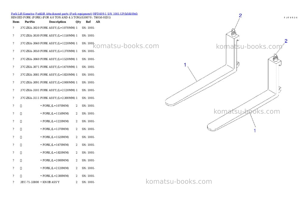 Komatsu hfd409-1 s/n 1001-up Parts catalog cover Page 7