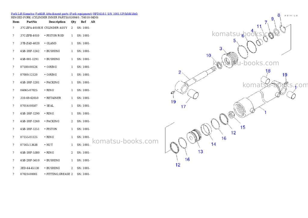 Komatsu hfd458-1 s/n 1001-up Parts catalog cover Page 4