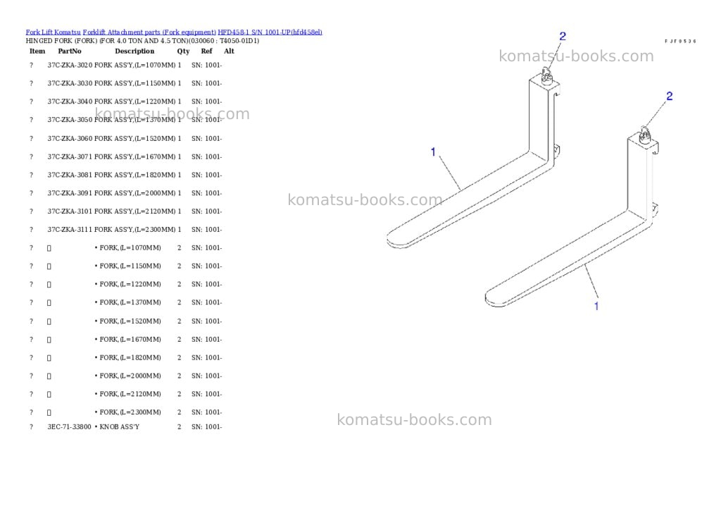 Komatsu hfd458-1 s/n 1001-up Parts catalog cover Page 6
