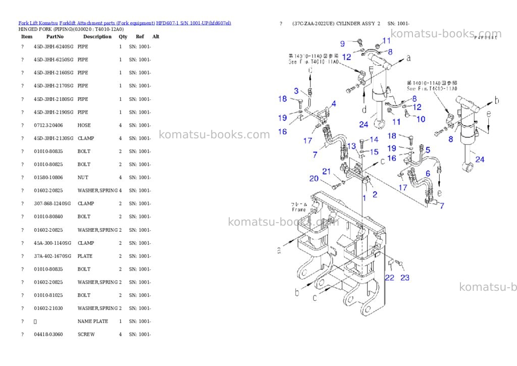 Komatsu hfd607-1 s/n 1001-up Parts catalog cover Page 2 Komatsu hfd607-1 s/n 1001-up Parts catalog cover Page 2