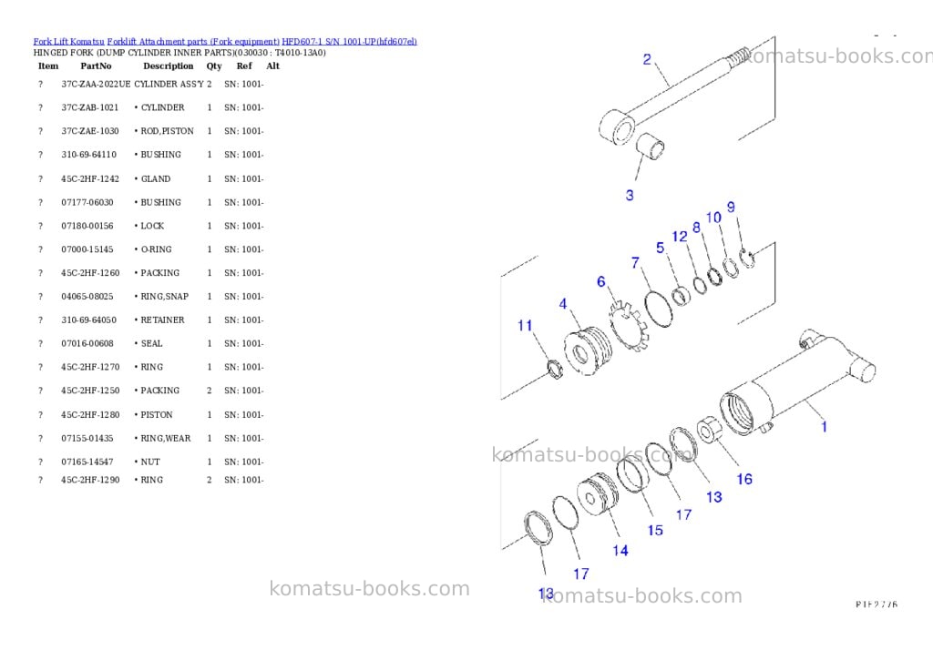 Komatsu hfd607-1 s/n 1001-up Parts catalog cover Page 3 Komatsu hfd607-1 s/n 1001-up Parts catalog cover Page 3
