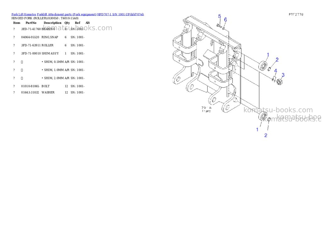 Komatsu hfd707-1 s/n 1001-up Parts catalog cover Page 4