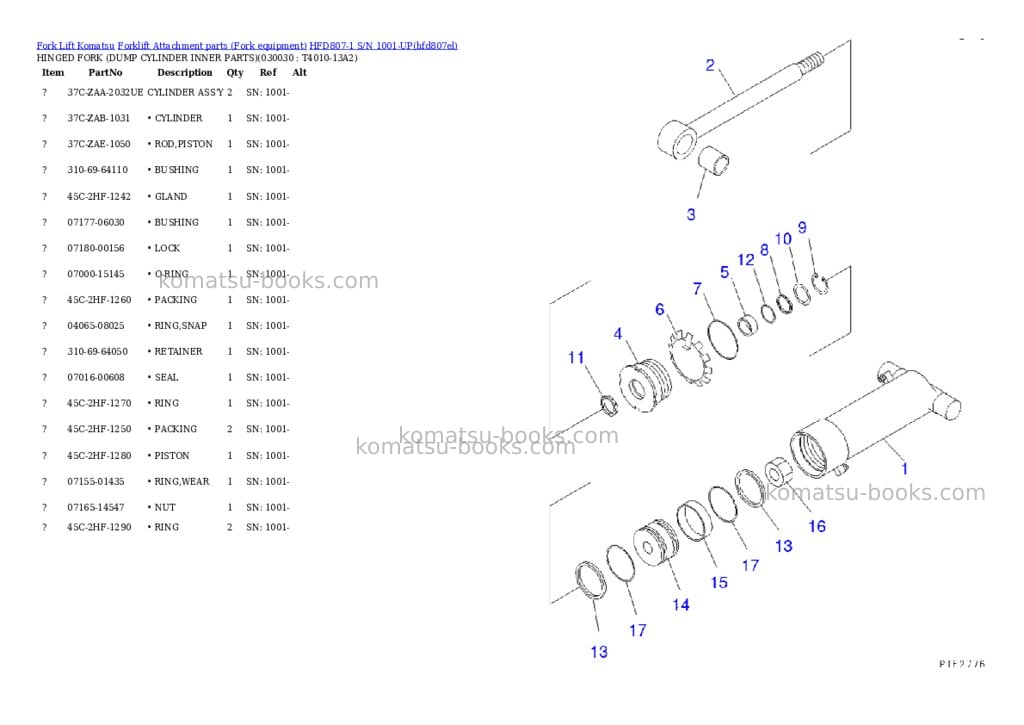 Komatsu hfd807-1 s/n 1001-up Parts catalog cover Page 2 Komatsu hfd807-1 s/n 1001-up Parts catalog cover Page 2
