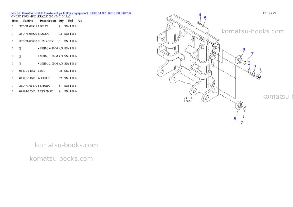 Komatsu hfd807-1 s/n 1001-up Parts catalog cover Page 4 Komatsu hfd807-1 s/n 1001-up Parts catalog cover Page 4