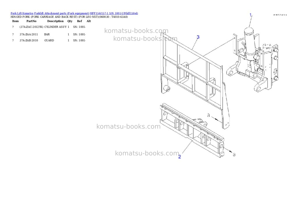 Komatsu hff156/157-1 s/n 1001-up Parts catalog cover Page 11