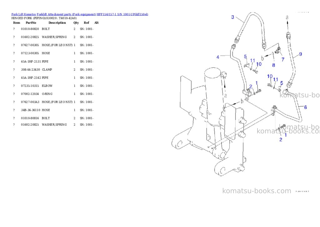 Komatsu hff156/157-1 s/n 1001-up Parts catalog cover Page 2