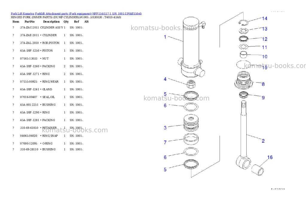 Komatsu hff156/157-1 s/n 1001-up Parts catalog cover Page 3