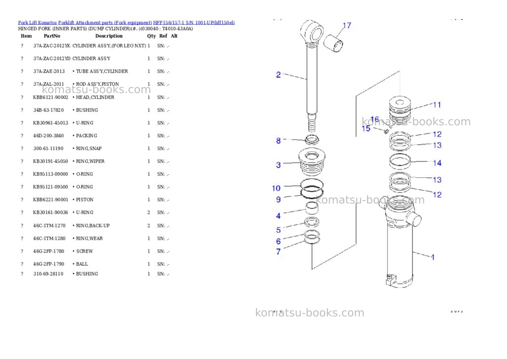 Komatsu hff156/157-1 s/n 1001-up Parts catalog cover Page 4