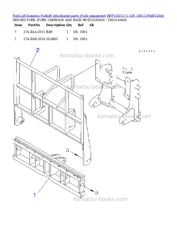 Komatsu hff156/157-1 s/n 1001-up Parts catalog cover Page 5