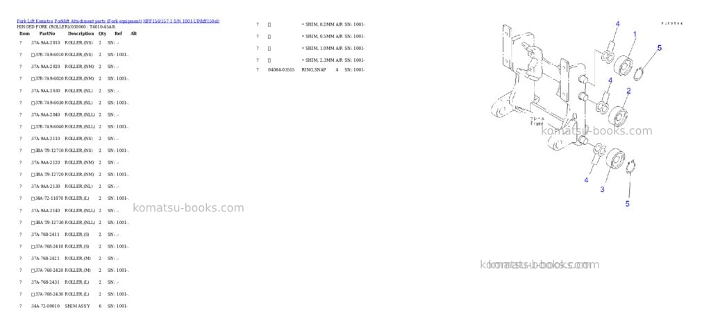 Komatsu hff156/157-1 s/n 1001-up Parts catalog cover Page 6